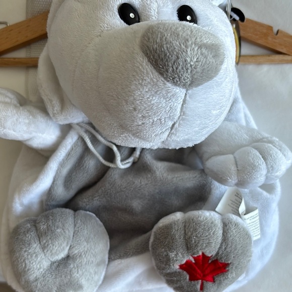 Adorable Gray and White Plush Backpack - Picture 3 of 3